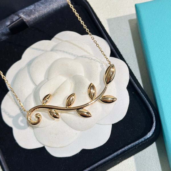 18K T Olive Leaf Vine Pendant Necklace - 图片 7