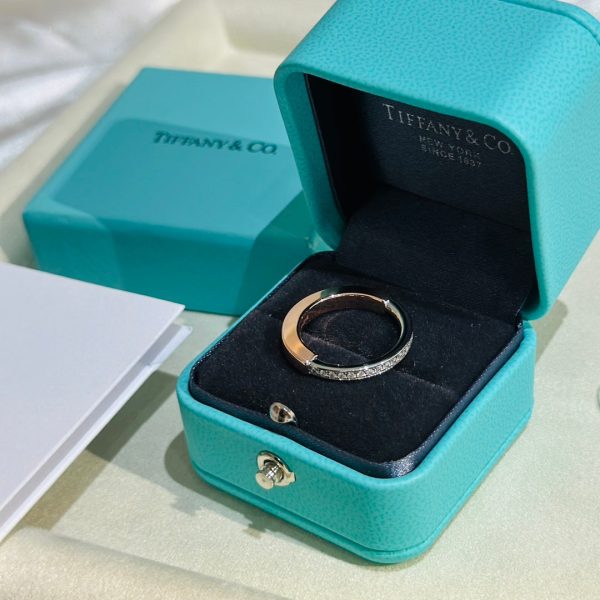 18K T Lock Diamond Rose Gold Ring - 图片 4