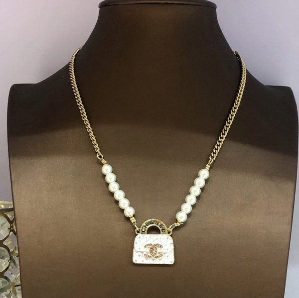 18K CC Pearls Bag Pendant Necklace