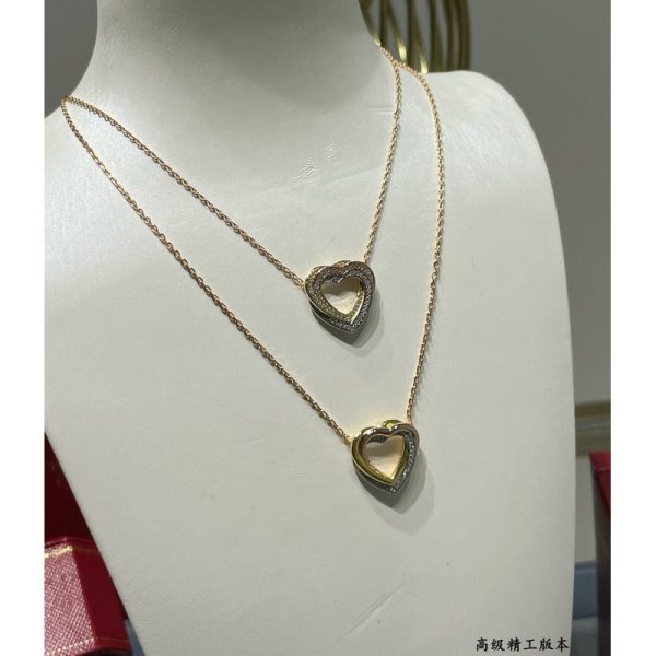 18K Trinity Heart Full Diamond Necklace - 图片 3