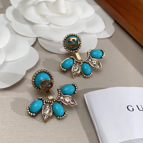 18K Double G Blue Flowers Earrings - 图片 4