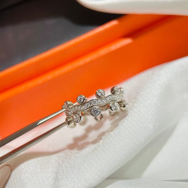18K Vine Flower Dewdrops Diamond H Ring - 图片 8