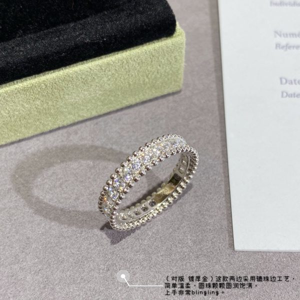 18K White Gold Perlée Diamonds Ring - 图片 4
