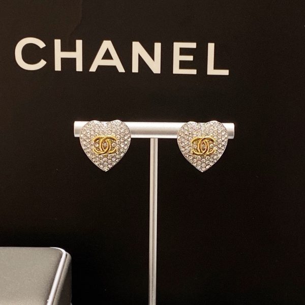 18K CC Heart Diamonds Earrings - 图片 2