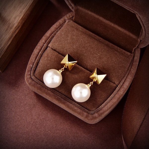18K Vlogo Pearl Earrings - 图片 6
