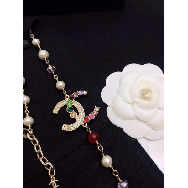 18K CC Color Long Pearl Necklace - Image 5
