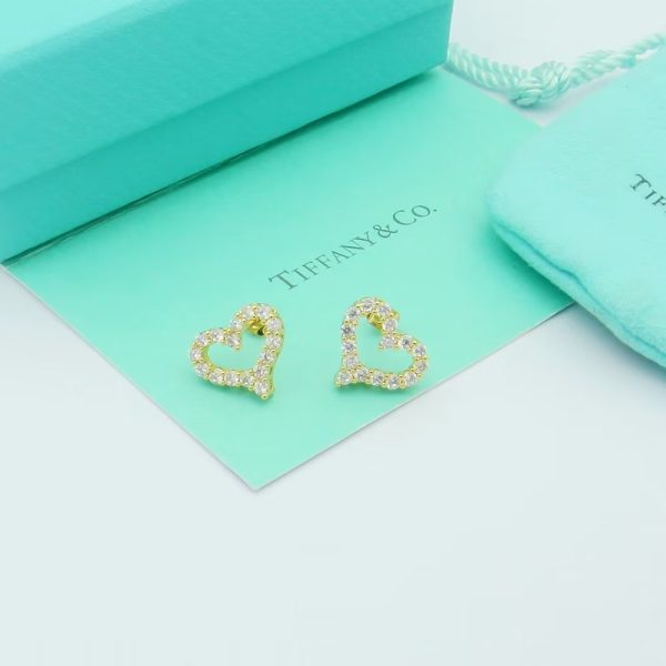 18K T Heart Diamonds Earrings - 图片 3