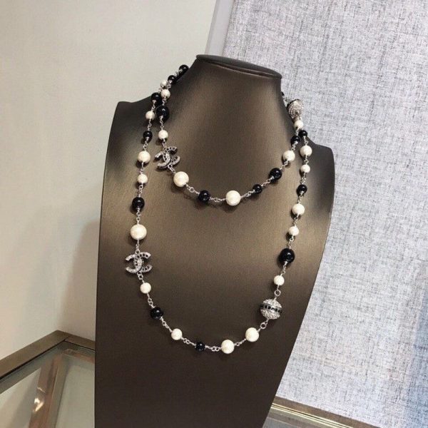 18K CC Long Black Pearl Necklace - 图片 2