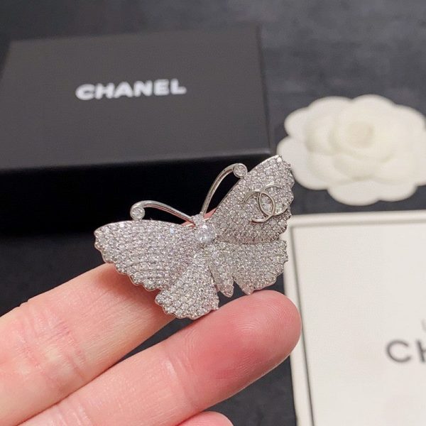 18K CC Full Diamond Butterfly Brooch - 图片 5