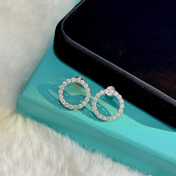 18K T Circle Diamonds Earrings - 图片 8