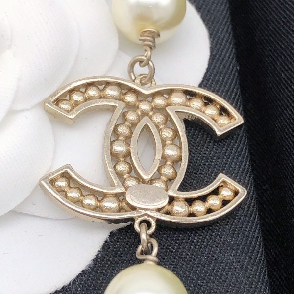 18K CC Flower Pearls Chain Necklace - 图片 8