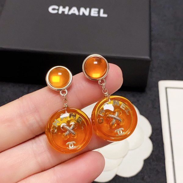 18K CC Orange Pendant Earrings - 图片 9