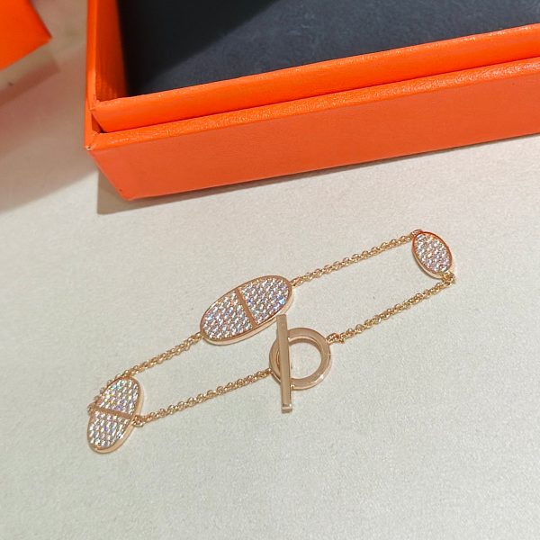 18K Chaine D'Ancre Verso Diamond H Bracelet - 图片 4