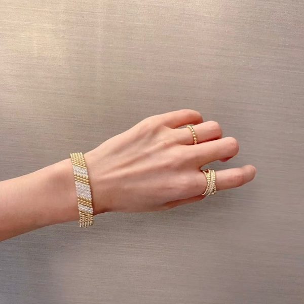 18K Perlée 5 Rows Diamond Bracelet - 图片 11