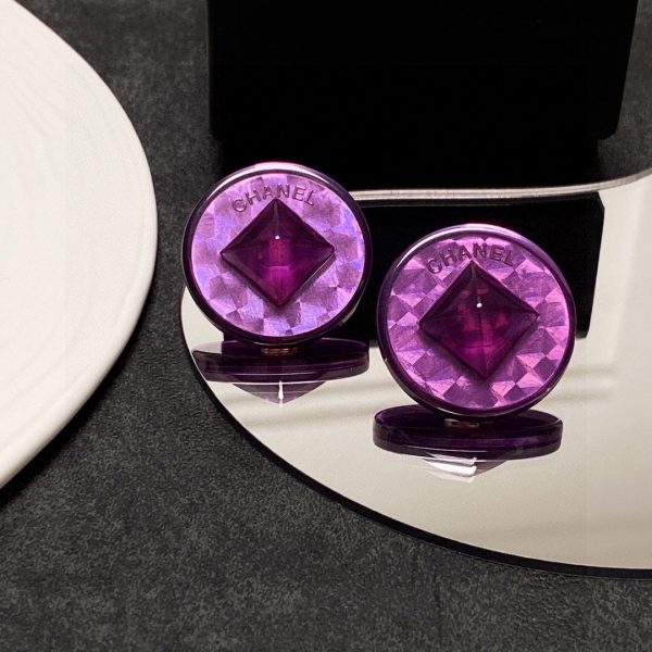 18K Vintage CC Purple Earrings - 图片 9