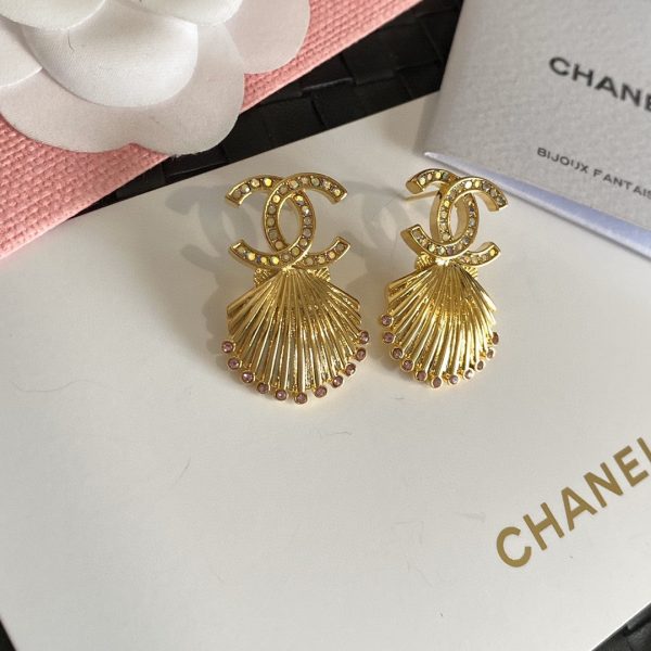 18K CC Shell Pendant Earrings - 图片 10