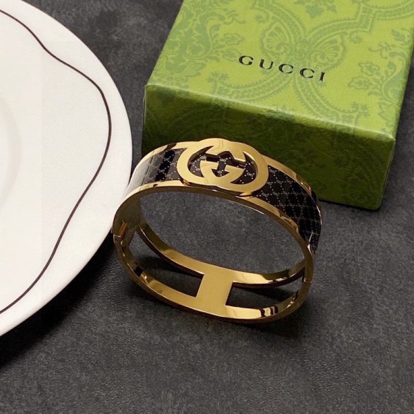 18K Double G Black Gold Cuff Bracelet - 图片 7