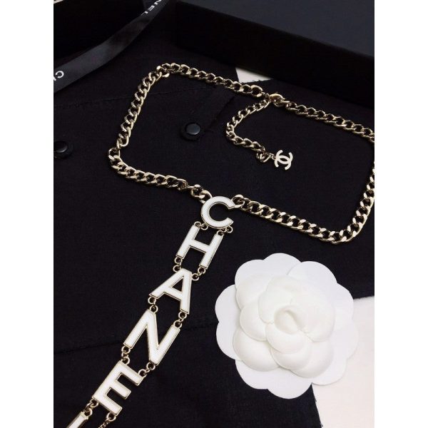 18K CC 22S Big White Logo Necklace - Image 5