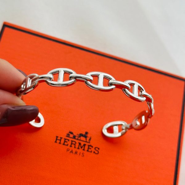 18K Chaine Open Cuff H Bracelet - 图片 9