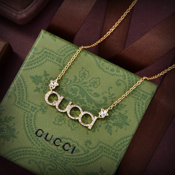 18K Double G Embellished Script Letter Necklace - 图片 3
