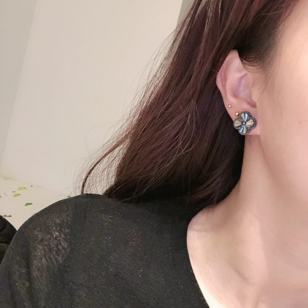 18K Vintage Alhambra Black Earrings - 图片 9