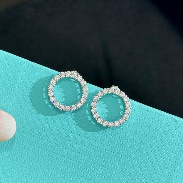18K T Circle Diamonds Earrings - 图片 9