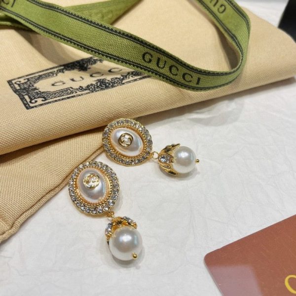 18K Double G Flower Pearl Earrings - 图片 13