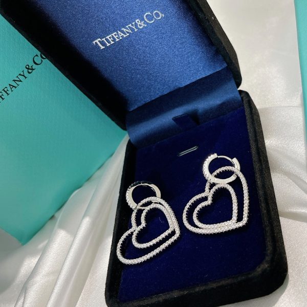 18K T Double Heart Diamond Earrings - 图片 8