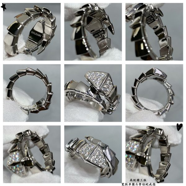 18K BV Serpenti Viper Head Diamond Ring - Image 11