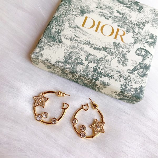 18K CD Star Pink Crystals Earrings - 图片 9