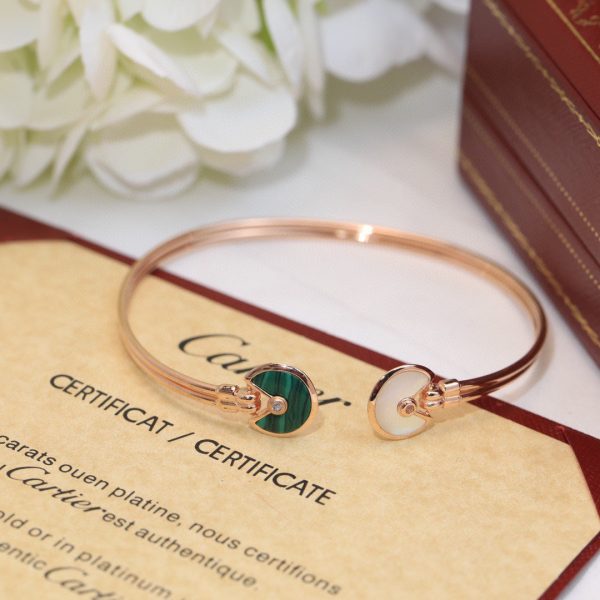 18K Malachite Pearl & Diamond Open Bracelet - 图片 3
