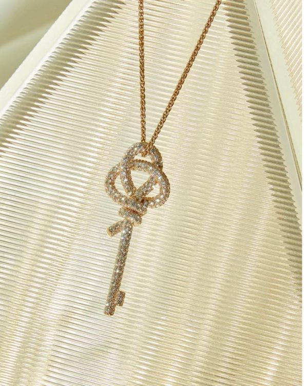 18K T Keys Woven Diamonds Large Necklace - 图片 2