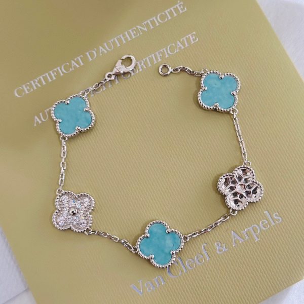 18K Vintage Alhambra Five Motifs Agate Bracelet - 图片 8