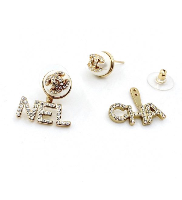 18K CC Diamonds Script Earrings - 图片 9