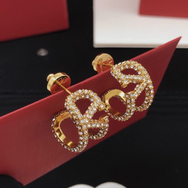 18K Vlogo Diamonds Open Earrings - 图片 8