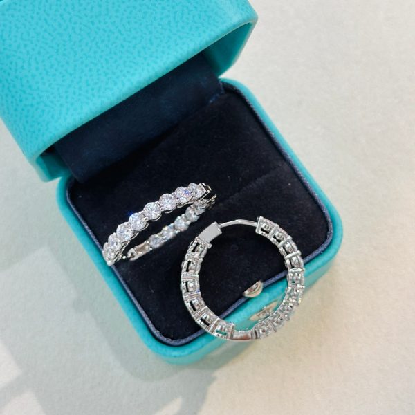 18K T Hoop Diamonds Earrings - 图片 9