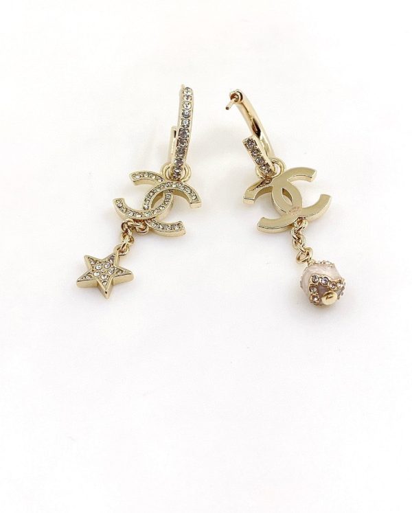18K CC Pearl Long Pendant Earrings - 图片 9