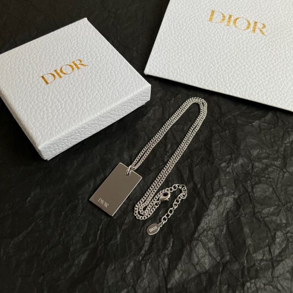18K CD Oblique Plate Pendant Necklace - 图片 10