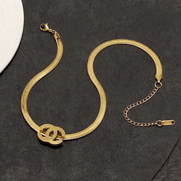 18K CC Gold Choker Necklace
