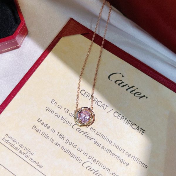 18K Trinity Pink Sapphire Necklace - 图片 8