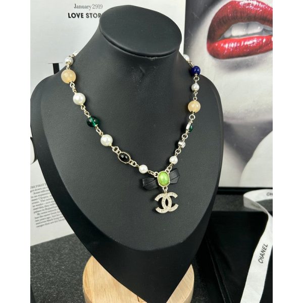 18K CC Crystal Bow Necklace - 图片 9