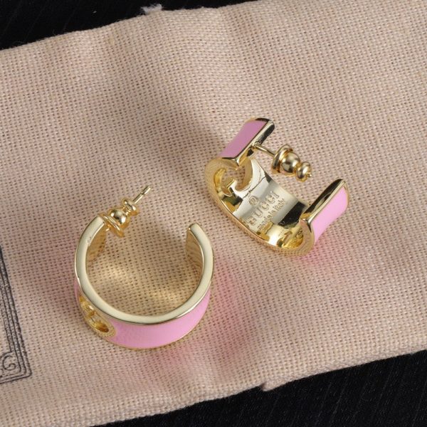 18K Double G Color Enamel Earrings - 图片 9
