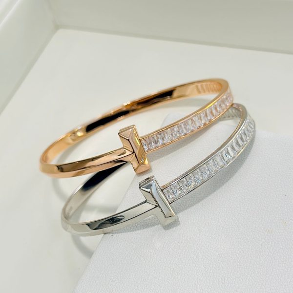 18K T1 Wide Diamond Hinged Bracelet - 图片 10