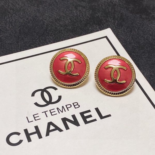 18K CC Pink Round Earrings - 图片 9
