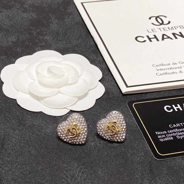 18K CC Heart Diamonds Earrings - 图片 9