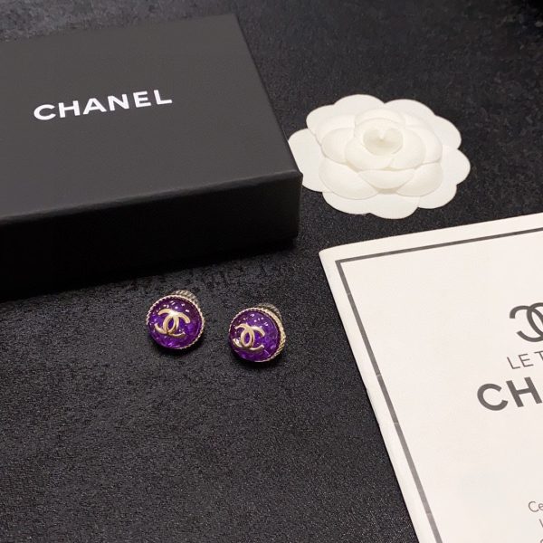 18K CC Purple Crystal Earrings - 图片 9