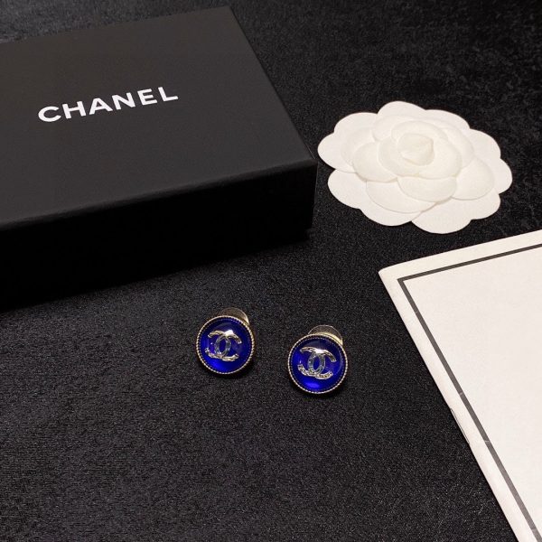 18K CC Blue Crystal Earrings - 图片 9