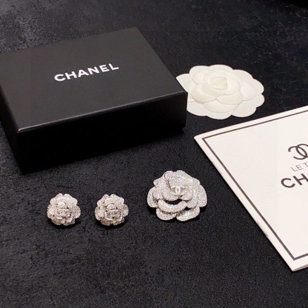 18K CC Full Diamond Camellia Brooch - 图片 9