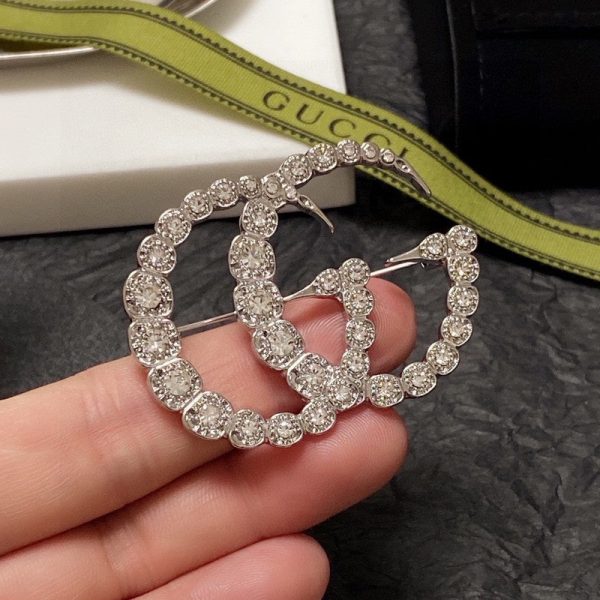 18K Double G Crystal Brooch - Image 8