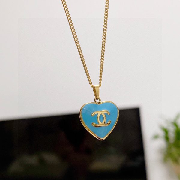 18K CC Blue Heart Necklace - Image 2